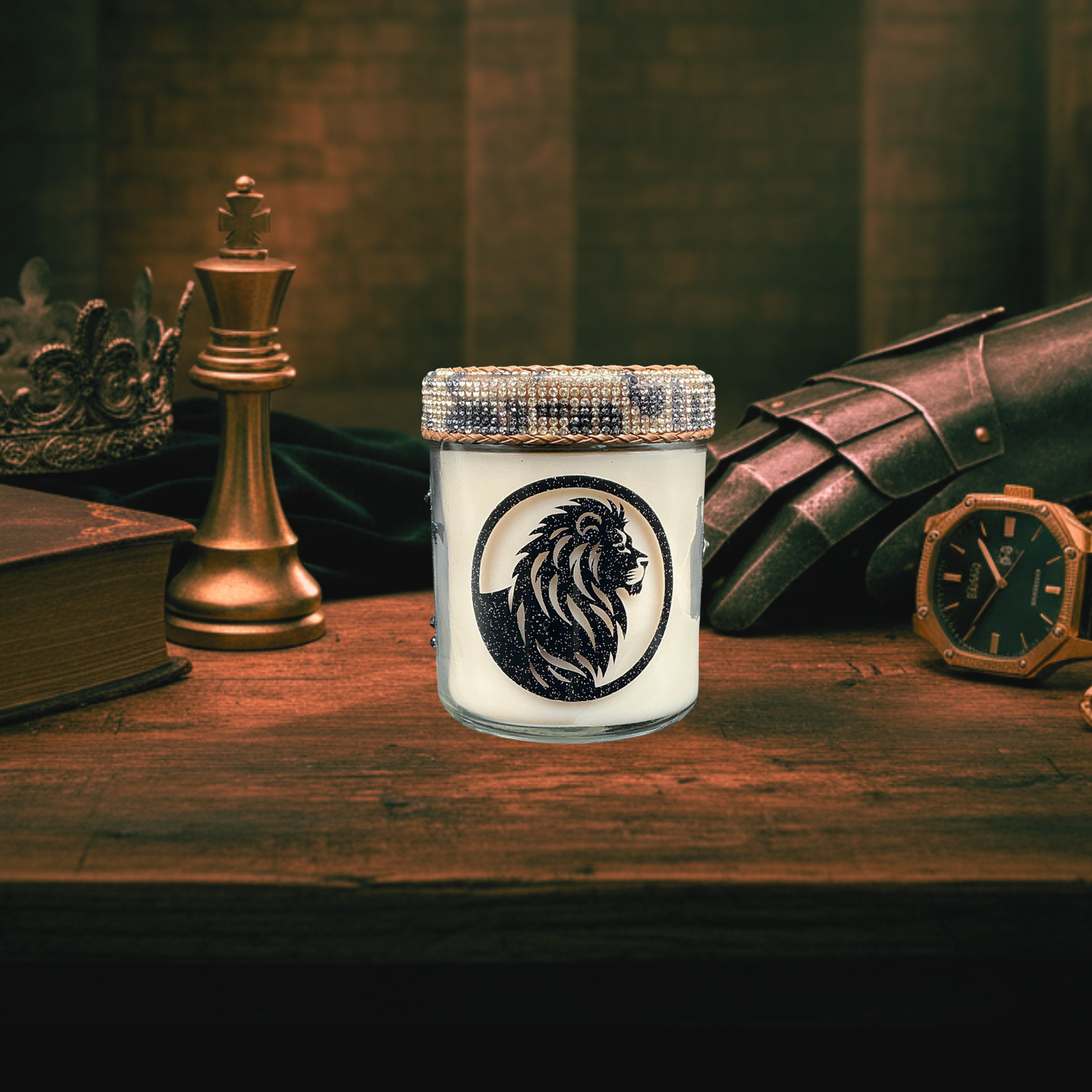 Defer to None Lion Shield Candle - Fearless & Confidence Leader